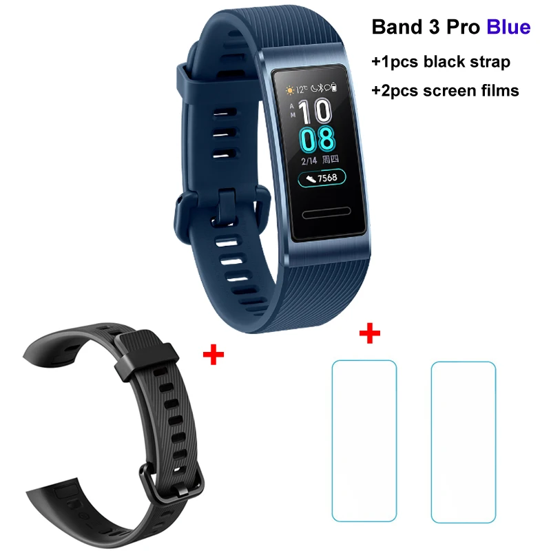 huawei Band 3 Pro Smartband gps металлическая рамка Amoled полноцветный дисплей сенсорный экран Датчик сердечного ритма датчик сна - Цвет: blue n Blk stra n fi