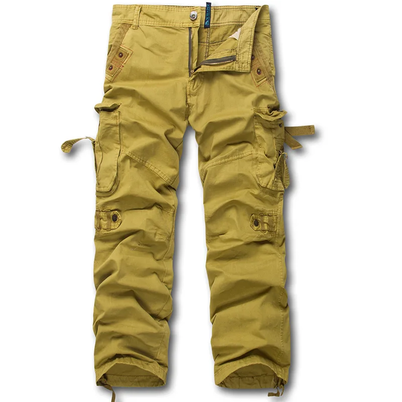 European Style Big Size Men Cargo Pants Male Multi Pocket Solid Color ...