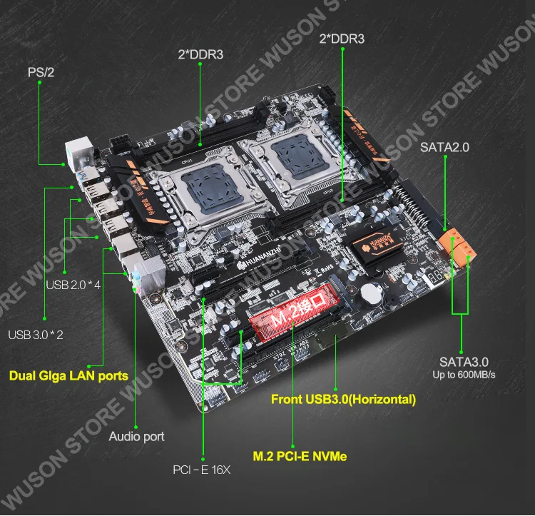 Скидка HUANANZHI dual X79 материнская плата комплект M.2 слот для NVMe SSD двойной процессор Intel Xeon E5 2690 с кулерами RAM 64G(4*16G