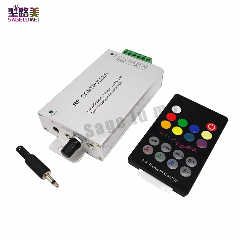 DC12V-24V Audio input Wireless RF Remote Controller,Sound RGB led Music Controller Dimmer 5050 2835 RGB LED Strip light Tape