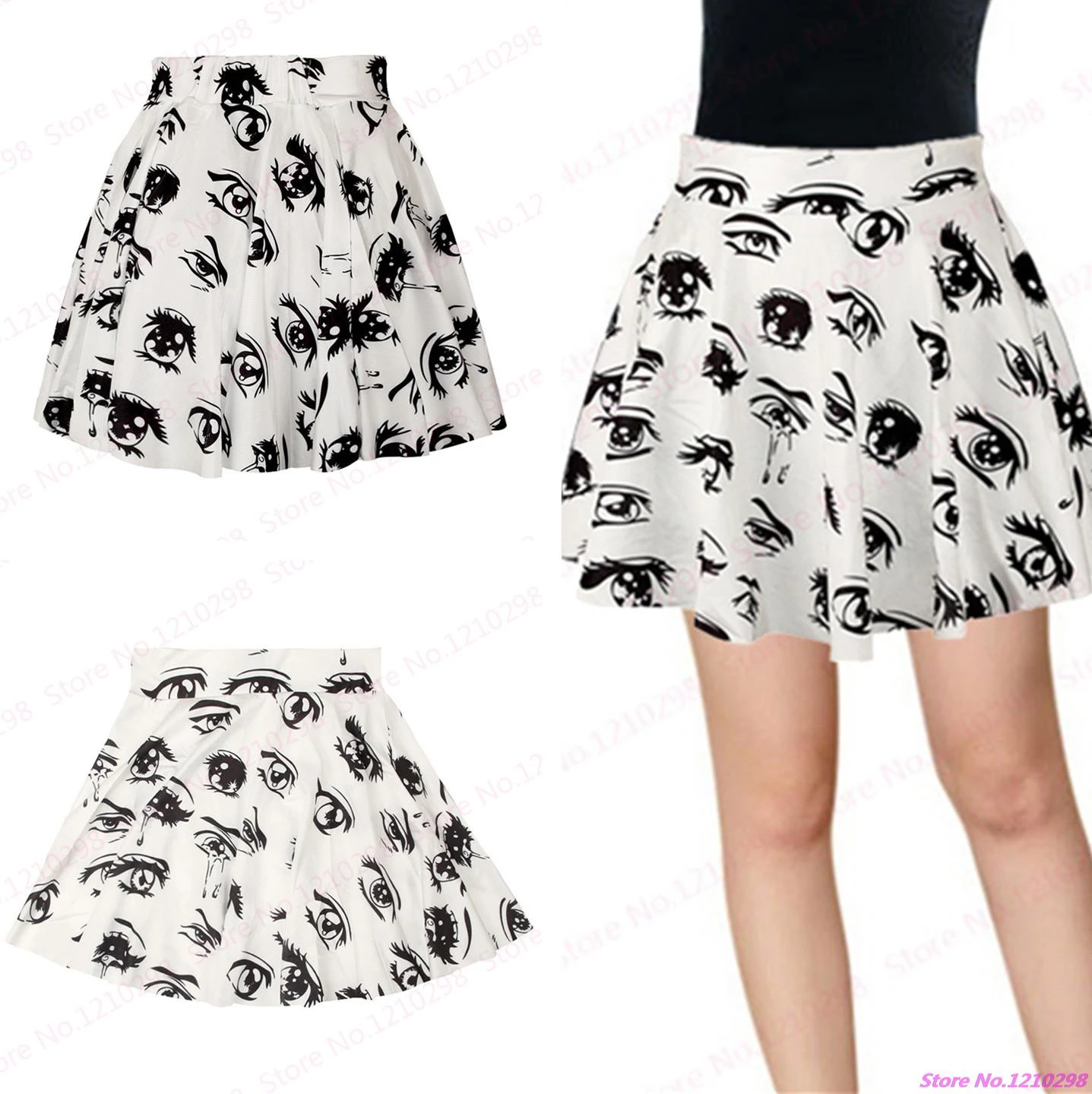 Mini Faldas de mujer con estampado de ojos grandes populares con ojos sexys con de cintura alta plisada Cheerleading deporte faldas cortas femeninas Saias|skirt ringskirt high - AliExpress