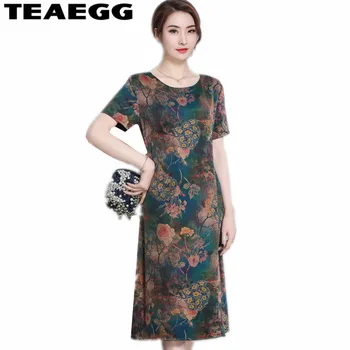 

TEAEGG Floral Womens Dresses New Arrival 2020 Ladies Dresses Large Sizes Silk Dress Summer Clothes For Women Vestidos AL1114