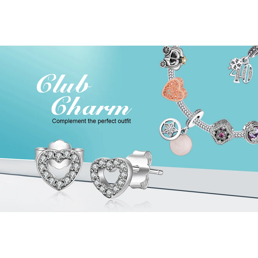Jewelrypalace 925 стерлингов Серебряные серьги Стад кубического циркония Forever Love Сердце Бабочка обещание Для женщин девушки ювелирные изделия