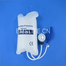 Medical pressure Infusion bag,QUALITY FLUID 500 ml with gauge 0 – 500 mbar and hand pump ball with spoon