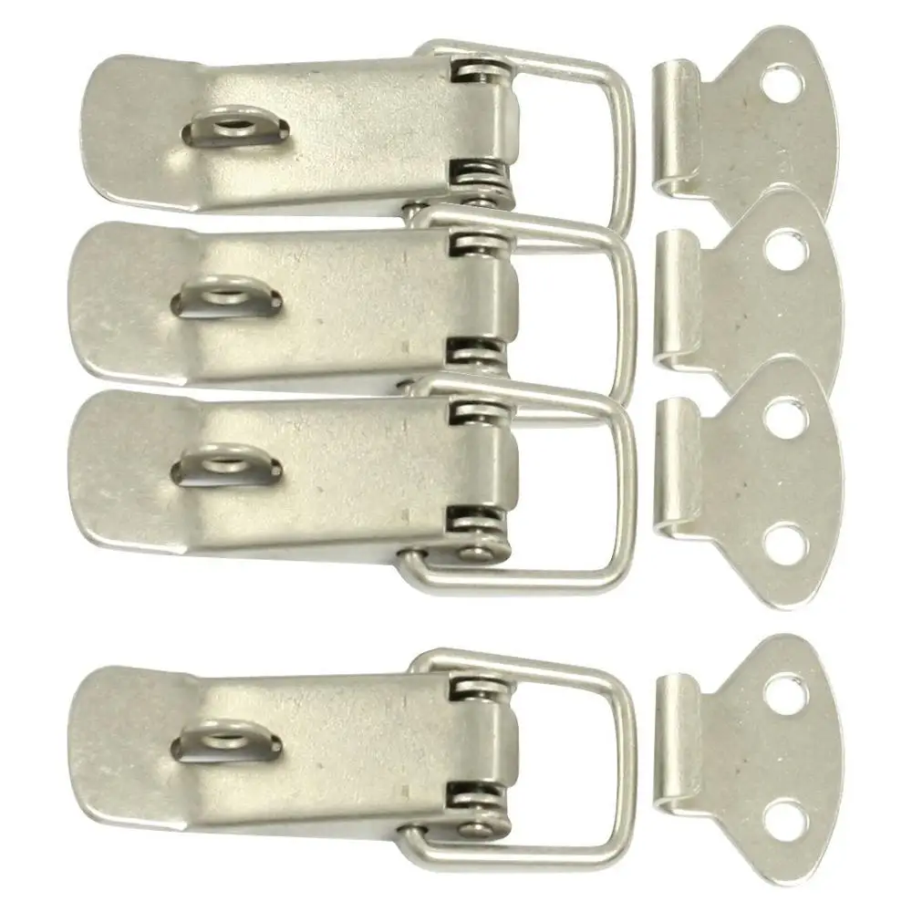 New 4 Pcs Silver Hardware Boxes Spring Loaded Latch Catch