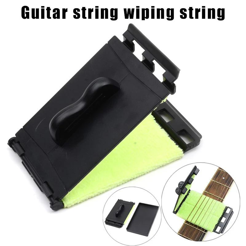 Electric Guitar Brush Bass Strings Scrubber Fingerboard Rub Cleaning Tool Accessories SMN88 - Color: Yellow