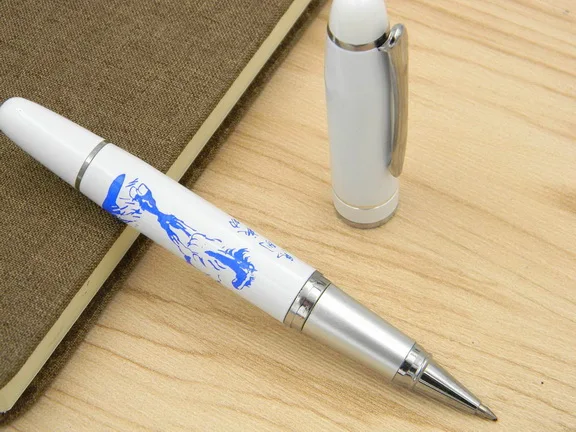 1 шт. синий и белый фарфор китайская живопись металлическая шариковая ручка - Цвет: horse