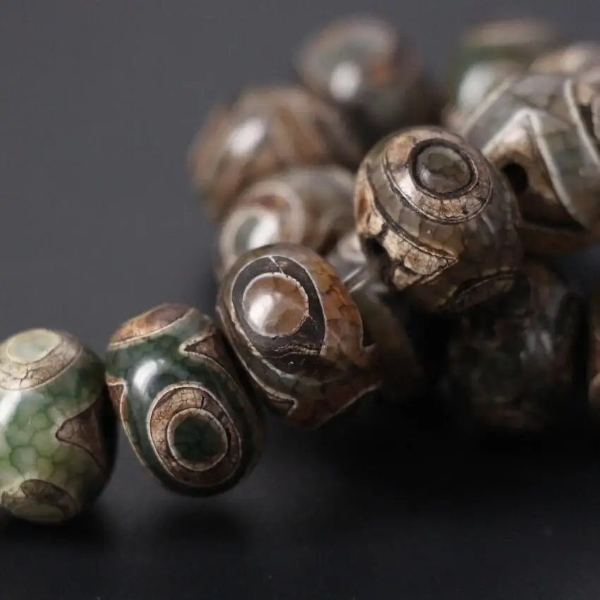 Brown&Green Vintag Crack Tibetan Onxy Eyes Dzi Rondelle Abacus Spacer Beads Wholesale,DIY Bracelet Jewelry Making,2Strands/Lot
