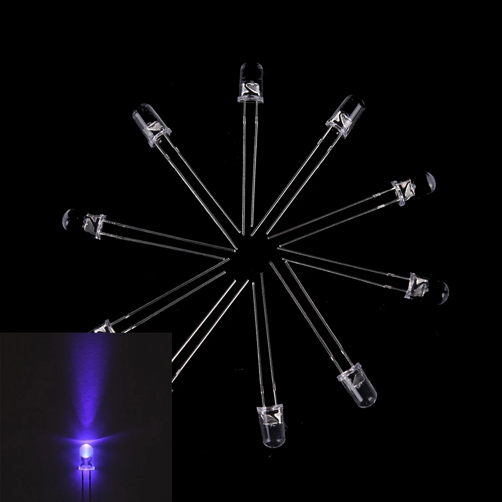 Мм 50 светодио дный шт. 5 мм фиолетовый светодиодный светодио дный УФ светодиод Новое поступление свет лампы светодио дный светодиодные