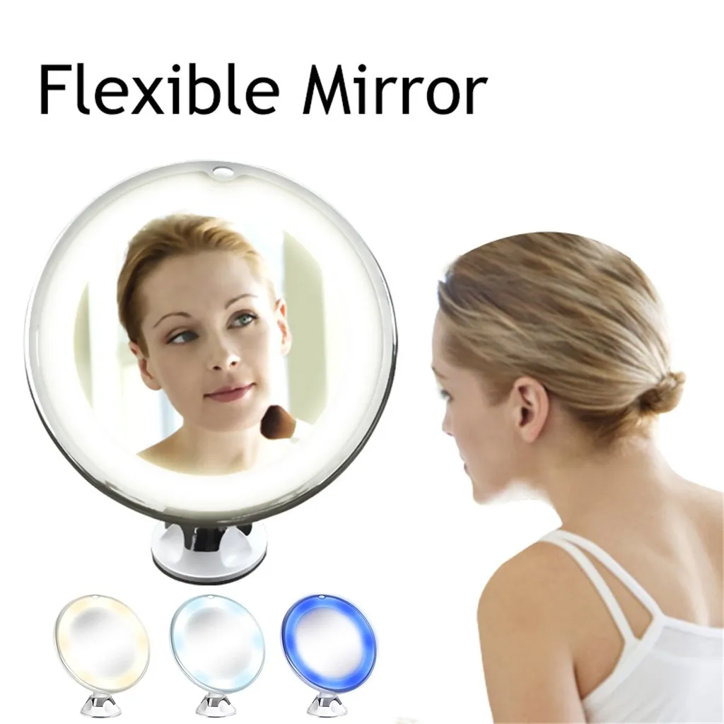 10x зеркало для макияжа косметическое зеркало со светодиодной подсветкой Диммер присоска аккумулятор работает подставка настольная Ванная комната Спальня Путешествия# h