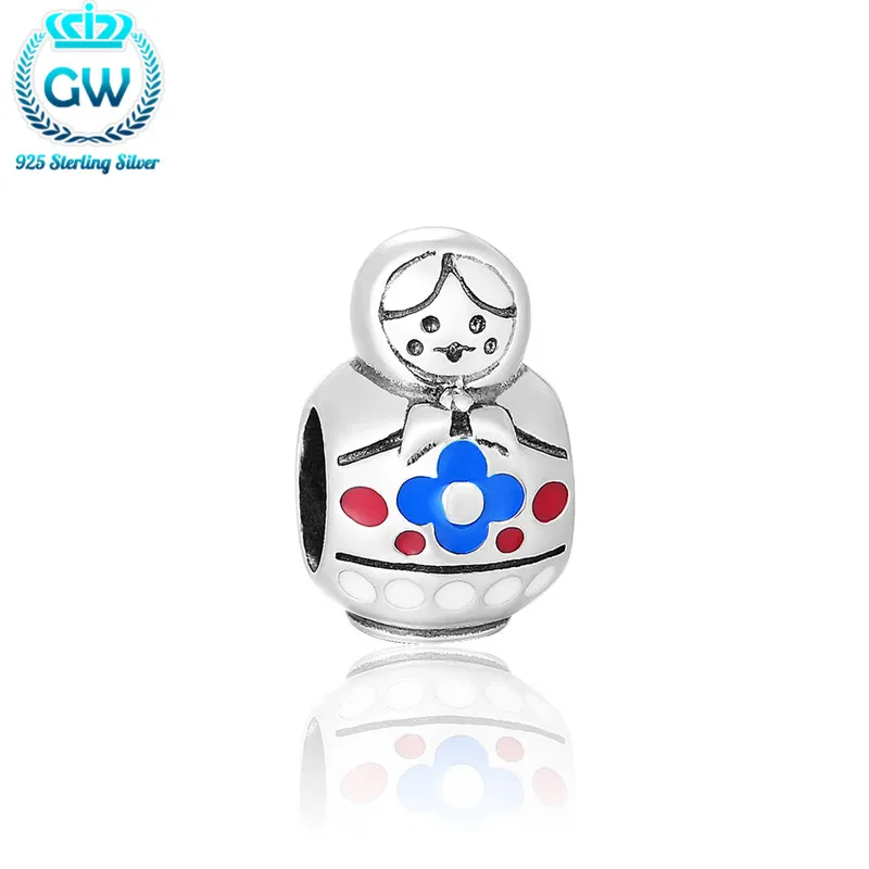 

Russian Doll Charm Silver Enamel Jewelry Fit Sterling Silver Snake Bracelet Brand Gw Jewellery D199-50