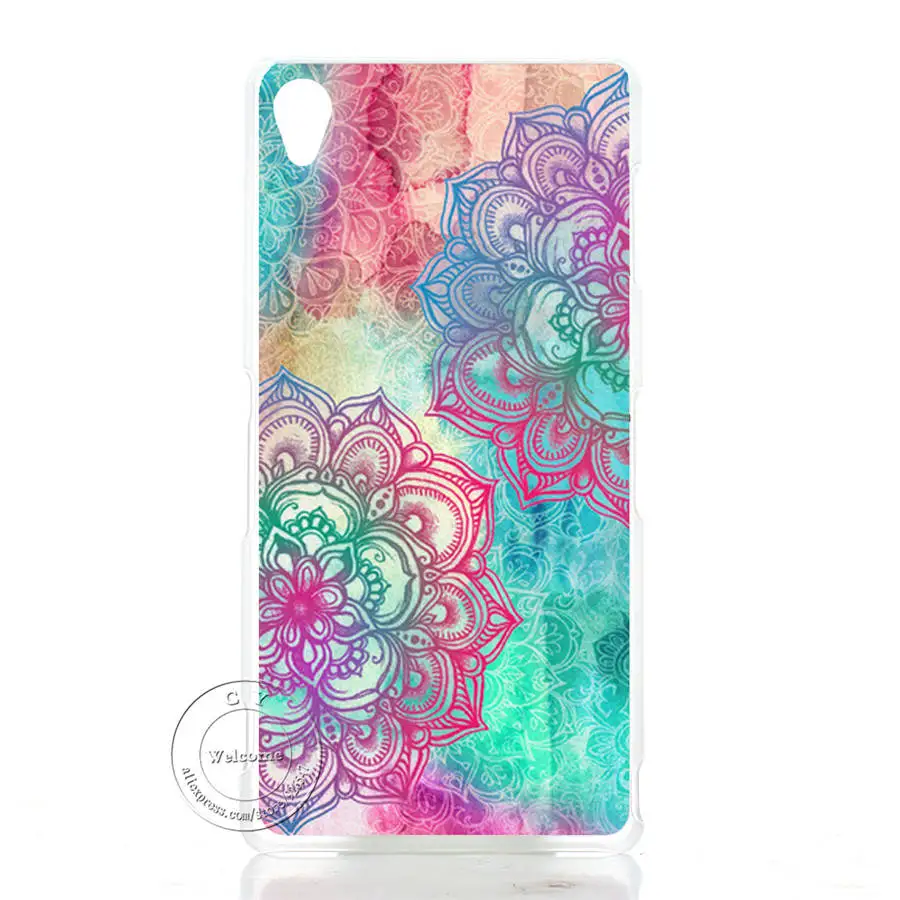 ماندالا زهرة الداتورة الأزهار واضح الصلب حقيبة هاتف بلاستيكية لسوني اريكسون Z1 Z2 Z3 Z3 + Z4 Z5 L39H L50W ماندالا زهرة الداتورة الأزهار واضح الصلب حقيبة هاتف بلاستيكية لسوني اريكسون Z1 Z2 Z3 Z3 + Z4 Z5 L39H L50W