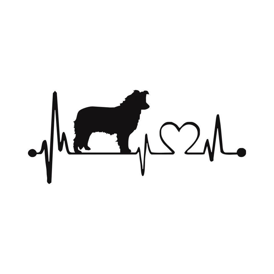 Border Collie Dog Heartbeat Decal Stickers Car Cover Scratches Decorative Accessories Car Styling Car Vinyl Stickers 198.3CM  (5)