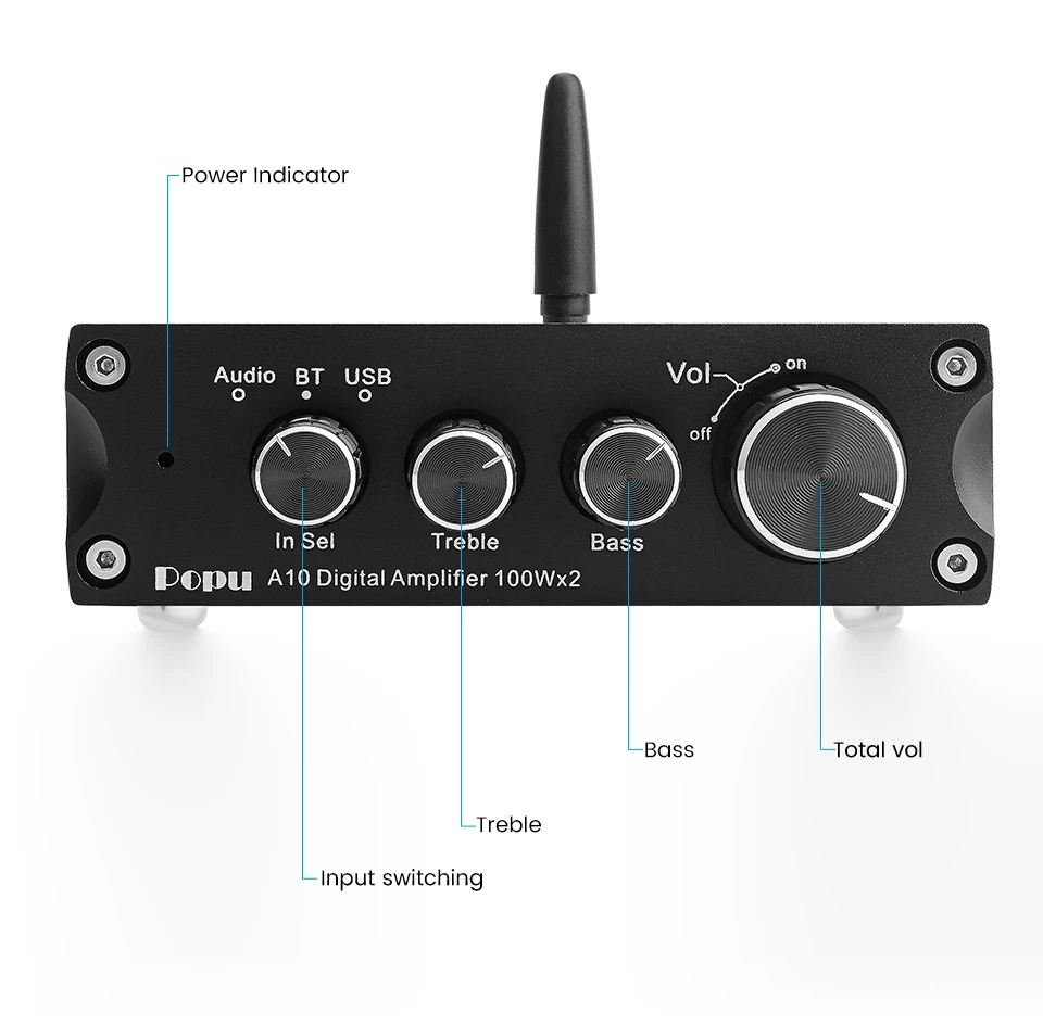 Мини усилитель TPA3116D2 Bluetooth 5,0 QCC3003 усилитель мощности аудио 100Wx2 стерео Hifi динамик Amp USB RCA PCM5102 декодер