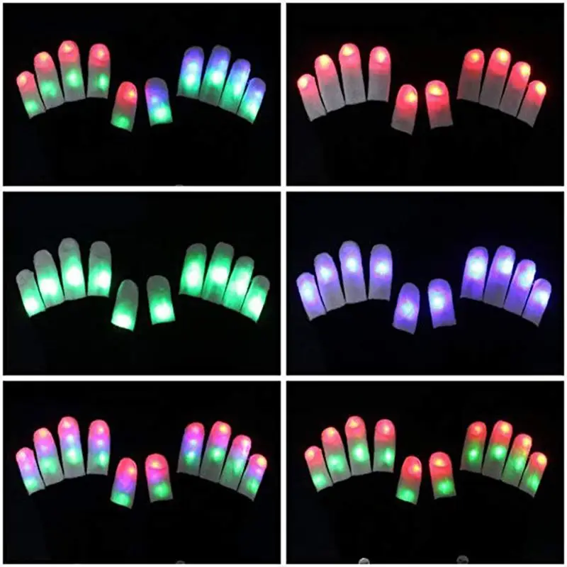 1 пара светодиодный светильник перчатки изменение цвета светящийся мигающий сценическое представление на Хэллоуин костюм для рождественской вечеринки