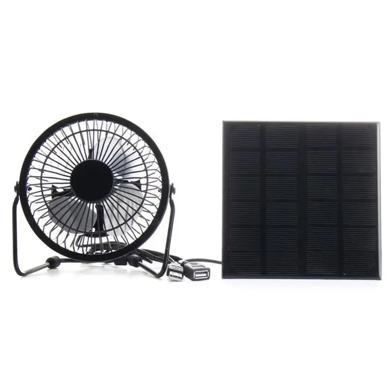 3W 6V Mini USB Solar Panel Iron Fan 4 Inch Cooling Ventilation Fan Charge Phone font