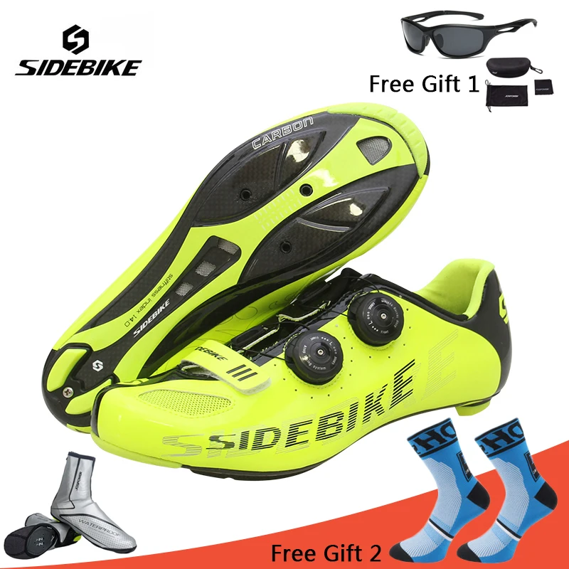 

Sidebike Professional Carbon Fiber Road Cycling Shoes Men Bike Racing Shoes Ultralight Breathable Self-Locking Bicycle Sneakers