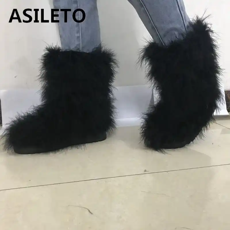 ostrich fur boots