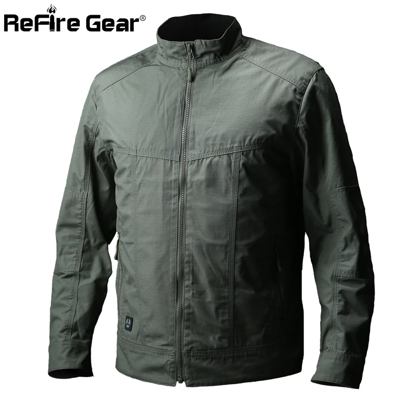 ReFire Gear Mens Cotton Military Jacket Lightweight Fall Casual Field Windbreaker Bomber Coat