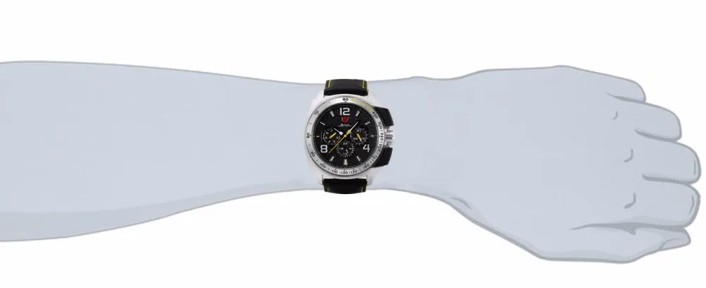 Спортивные часы Tiger Shark, новая дата, 24 часа, серебристый ободок, черный, желтый, кожаный ремешок, мужские часы, военные кварцевые мужские наручные часы/SH415