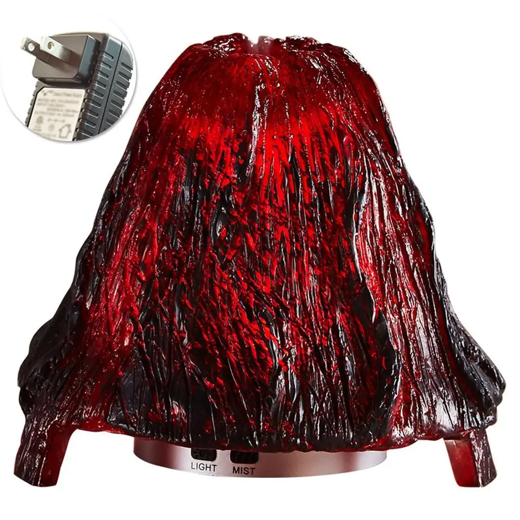 

100ml Ultrasonic Air Humidifier Aroma Essential Oil Diffuser Volcanic Shape Humidifier Anti-dry Mist Fogger Maker Adapter Red