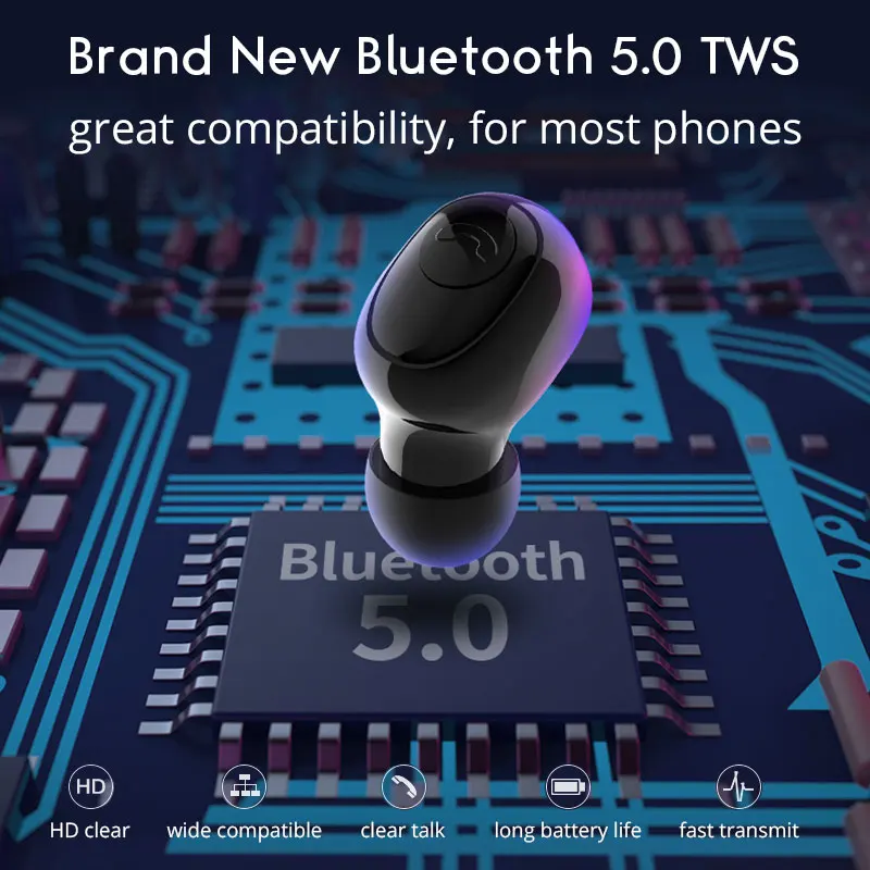 Bluetooth 5 0 Headset For Xiaomi redmi note 7 mi 9t iPhone X SE TWS Wireless Earphones With 3500mAh Charging Holder LED Display