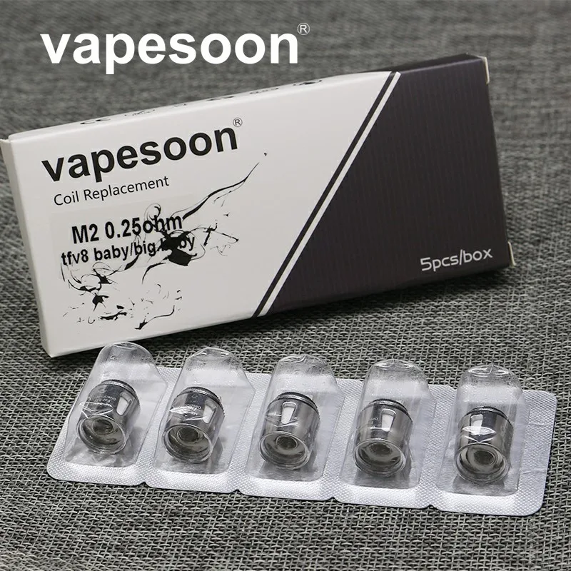 

5pcs Baby M2 Coil Replacement Dual Coils Head V8 Baby-M2 Atomizer Core 0.25ohm for TFV8 Baby / TFV8 Big Baby Tank