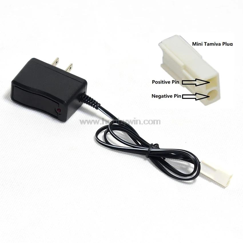 

7.2V 250mA US Charger Mini Tamiya Female Plug Positive to Square Pin for NiMh NiCd Rechargeable Battery Pack