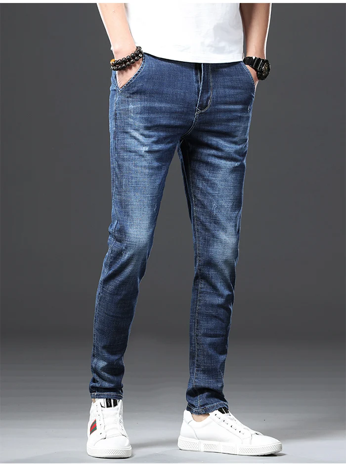 Jantour бренд Для мужчин Slim fit эластичные джинсы мода Бизнес Классические Стильные обтягивающие джинсы джинсовые мужские штаны