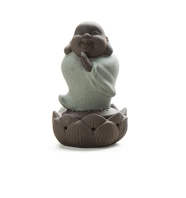 Креативный подарок домашний Декор маленький монах керамическая курильница Исин обратного потока аромапалочки горелка с Буддой фиолетовая глиняная посуда база чай ПЭТ - Цвет: G Maitreya