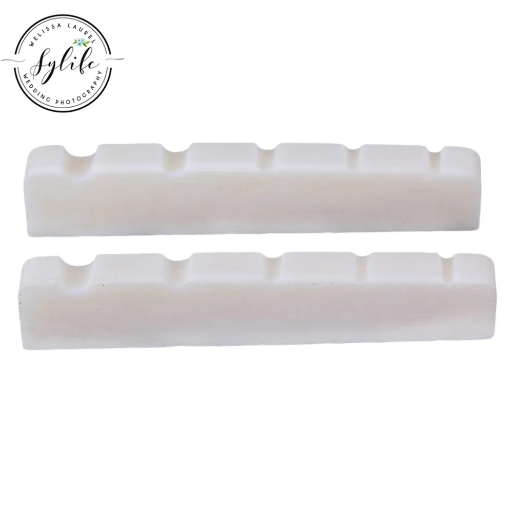

2pcs Cattle Bone Slotted Nut Replacement for 5 String Bass Guitar White