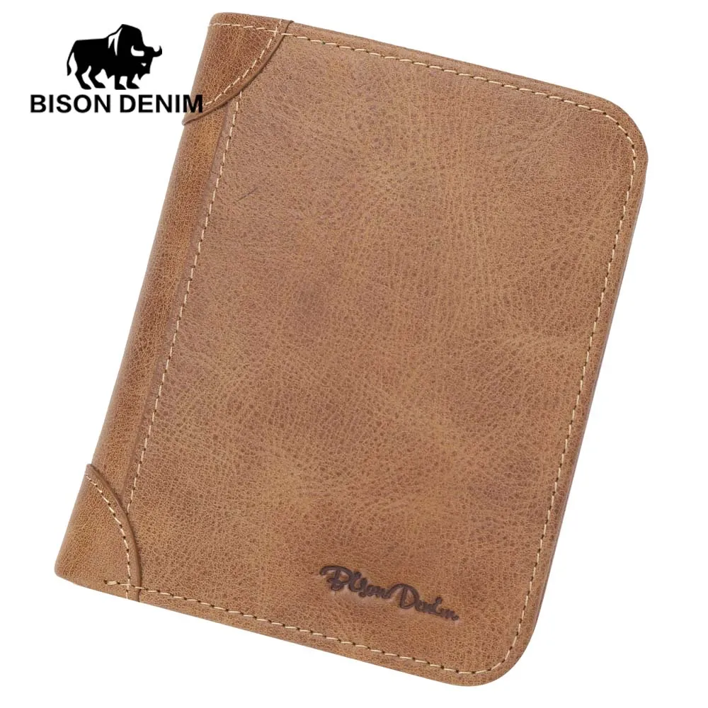 

BISON DENIM NEW 2017 leather genuine wallet men and women purse card holder Brand men wallet dollar price Wallets Gifts W4361