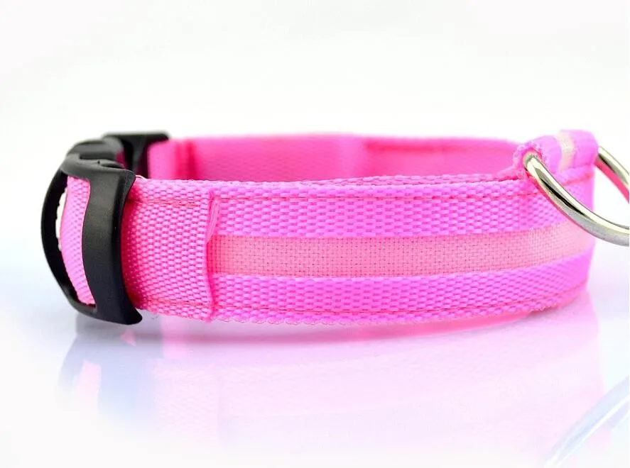 Nylon LED Pet Dog Collar,Night Safety Flashing Glow In The Dark Dog Leash,Dogs Luminous Fluorescent Collars Pet Supplies hemp dog collars