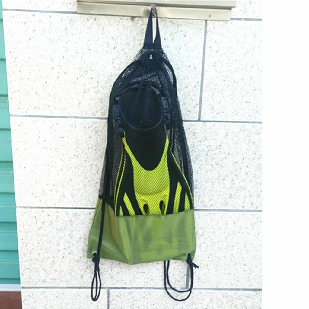 Scuba Diving Snorkeling Swimming Fins Mesh Gear Drawstring Bag with Shoulder Strap - Various Color Pool Swimming Accessories 