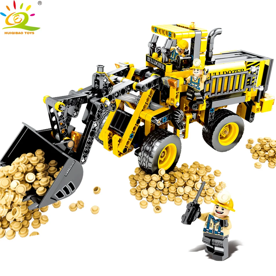 

HUIQIBAO TOYS 688pcs Construction Bulldozer Car Building Blocks For Children Legoingly Technic City Engineering Truck DIY Bricks