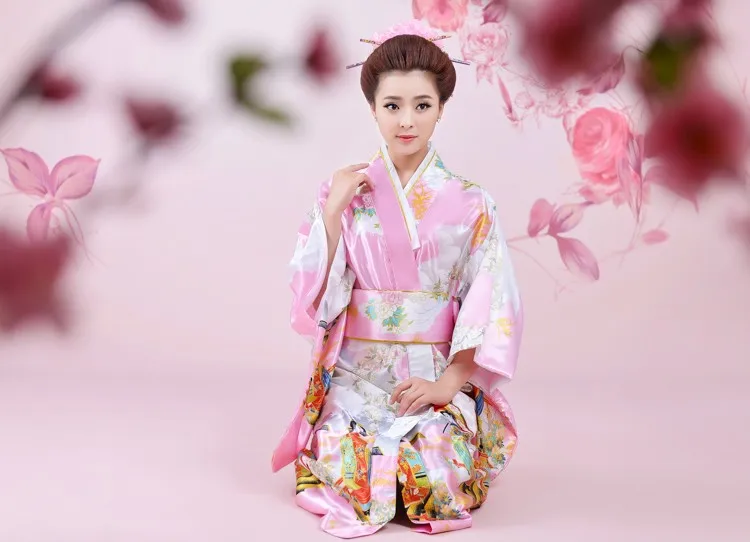 Лидер продаж модные женские туфли кимоно юката хаори с Оби японский Стиль Вечеринка Платье Азиатский Костюмы Цветок Один размер HW040