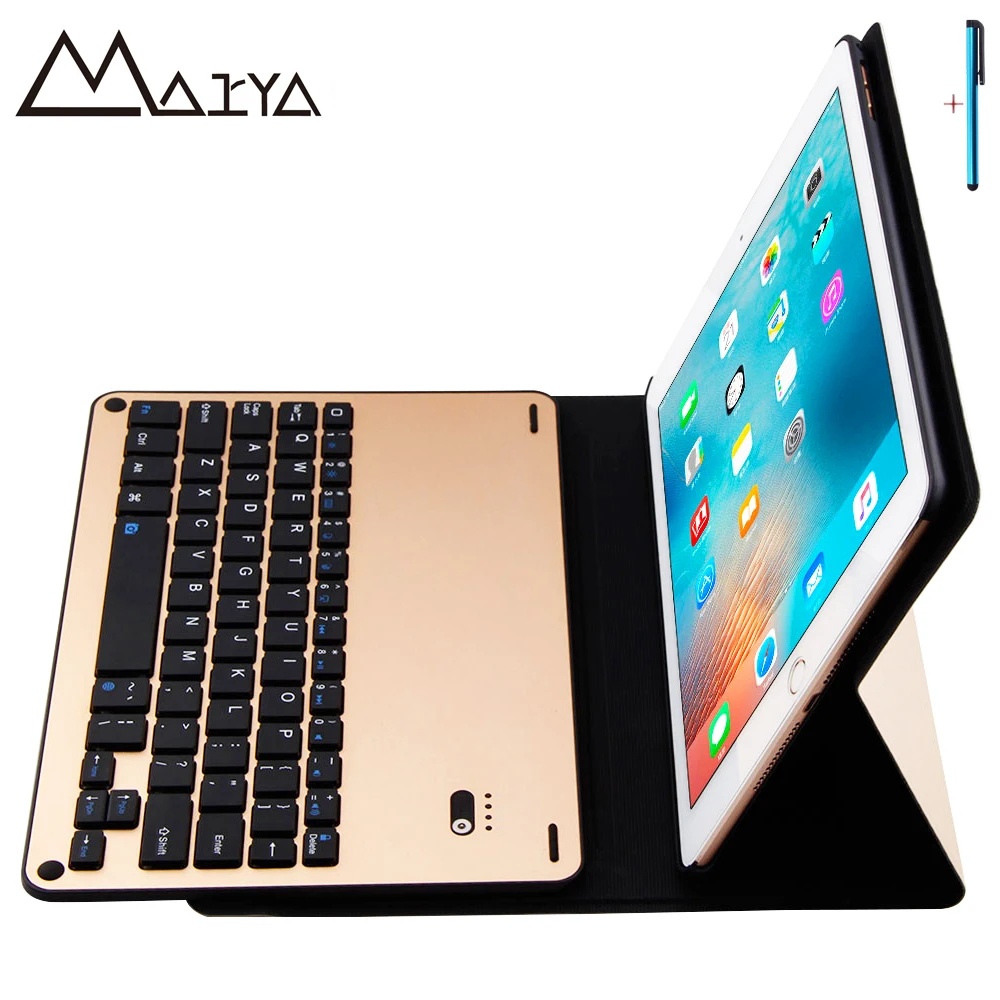

Aluminum Keyboard For iPad 2017 Tablet Case Ultra Thin Flip Stand Removable Wireless Bluetooth PU Leather For iPad Pro 9.7 Cover