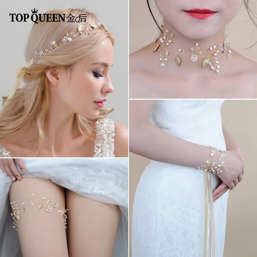 TOPQUEEN HP71 Кристалл Золотые листья свадебное украшение для волос «вьющийся стебель» головная повязка невесты головные уборы для свадебных аксессуаров