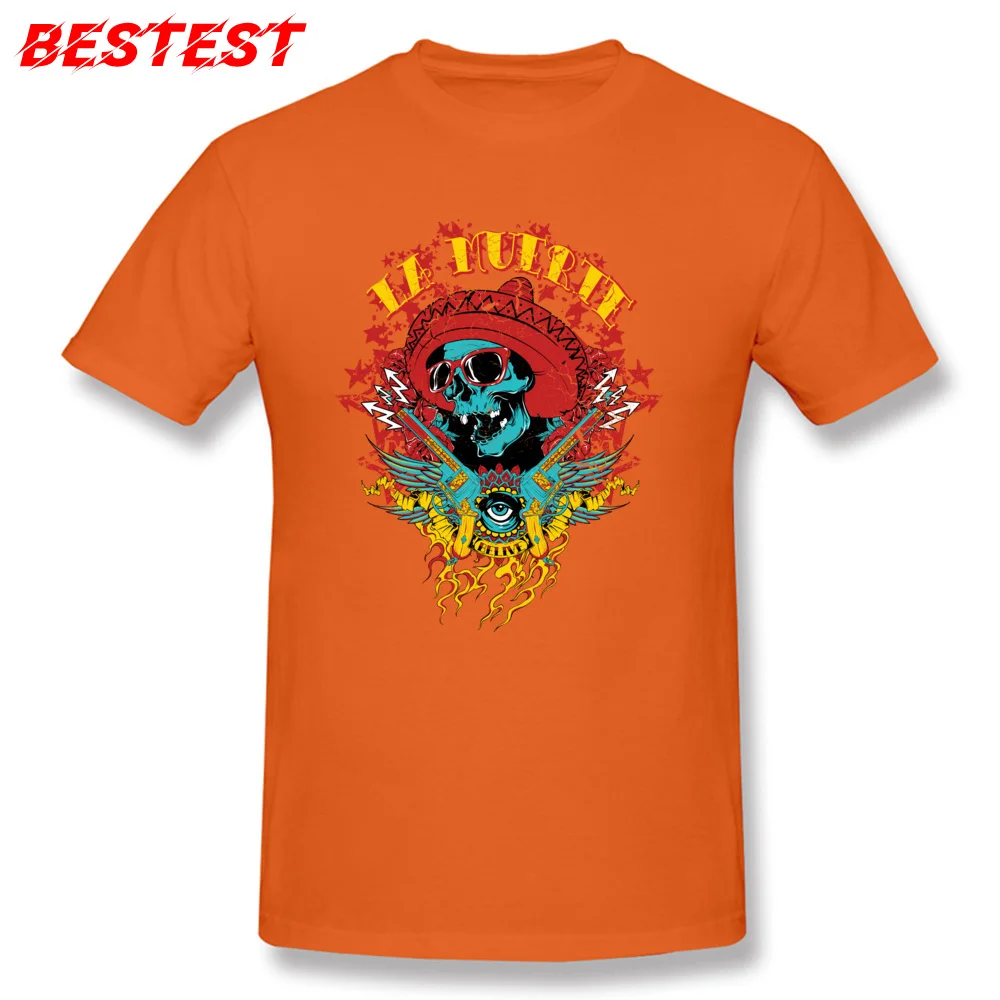calavera skull glasses skull Printed Summer Autumn 100% Cotton Fabric O Neck Men Tops Shirt Tee-Shirts 2018 Hot Sale T Shirts calavera skull glasses skull orange