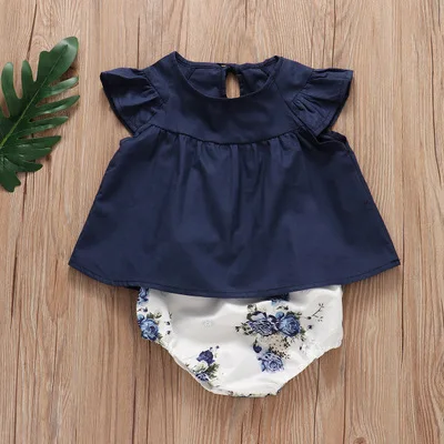 Girls Cute Floral Sweet Summer Baby Girl Lotus Leaf Dress Beach Skirt Underwear Clothing Suit baby girls dress - Цвет: E04-blck