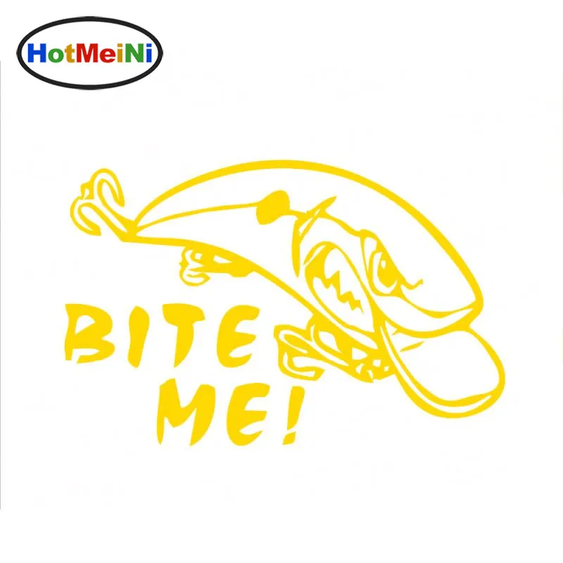 HotMeiNi Bite Me кривошипная приманка наклейка снасти рыболовный наружный Винил Автомобильный стикер автомобильные наклейки аксессуары Черный Серебряный 12,5 см* 8 см - Название цвета: Золотой