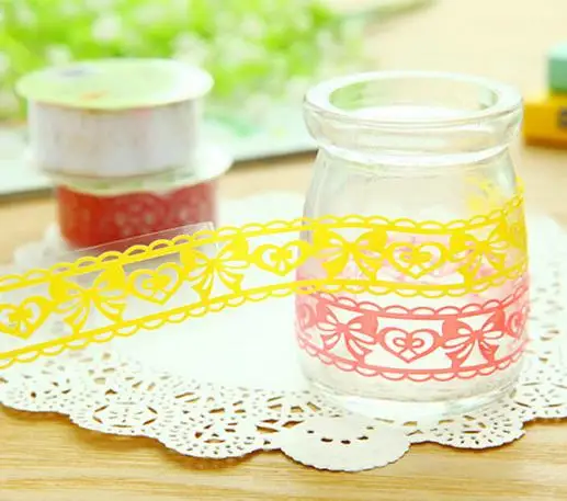 8Pcs/lot DIY Bud Silk decoration film Adhesive Print Fabric Decor Lace Tapes Decoration Photo Album Scrapbook Corner Sticker
