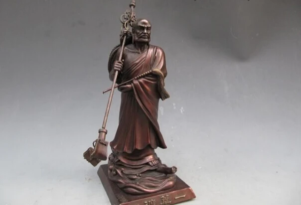 

Collectible bronze lion statue S0715 Tibet Buddhism refined craftwork Pure Bronze DaMo Dharma buddha By ferry potamic