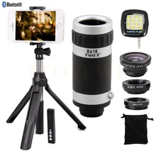 8X зум телеобъектив рыбий глаз широкоугольный Макро Lentes телескоп селфи палка Bluetooth затвор для iPhone 6 7 8 Plus смартфон