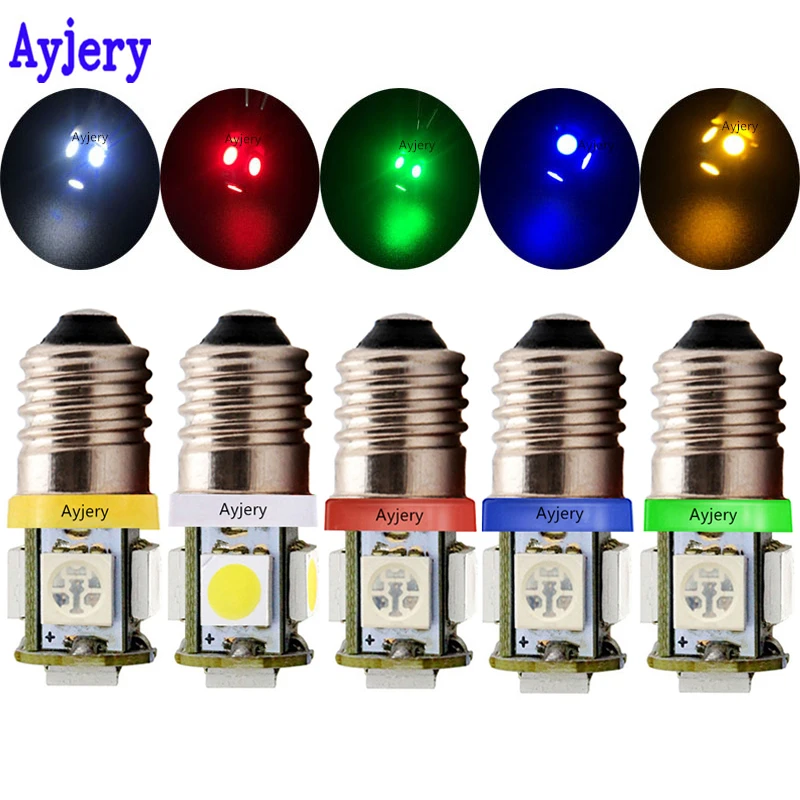 AYJERY 24V 300pcs E10 светодиодный светильник 5 SMD 5050 3 чипы с винтовым зажимом лампа для