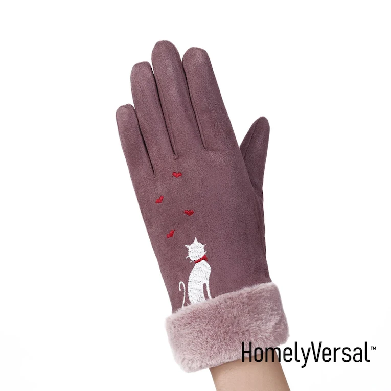 Осенне-зимние теплые перчатки для сенсорного экрана с лисьим мехом, женские перчатки для пальцев, для телефона, iPad, планшета, перчатки для сенсорных экранов - Цвет: Армейский зеленый