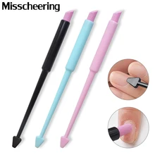 1Pcs נייל אמנות Pusher קוורץ ראש סקראבס אבן לציפורן מקל עט 2 דרך משולש כפית הציפורן Pusher פדיקור טיפול מניקור כלים(China)