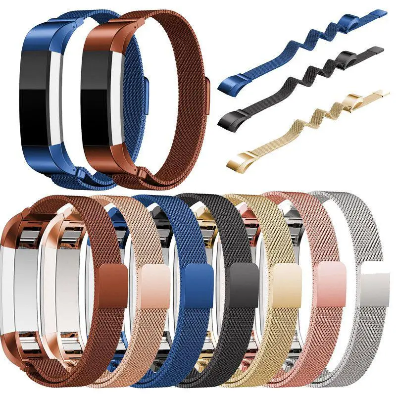 

5 colors Replacement Milanese Loop Stainless Steel Metal Bands Strap For Fitbit Alta HR and Alta Bands Silver Rose Gold r30