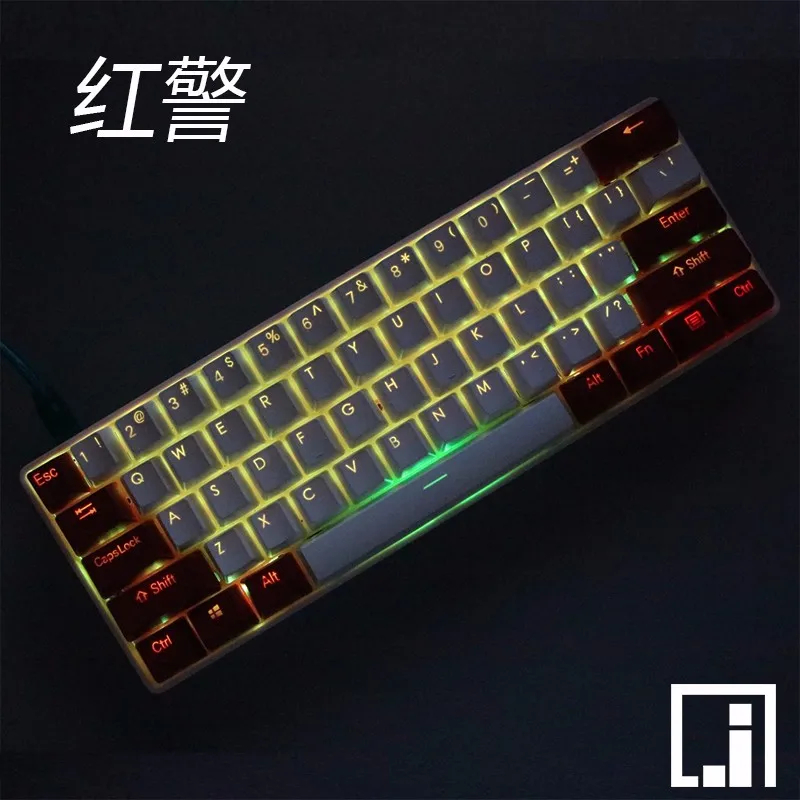 61 PBT keycap для механической клавиатуры с подсветкой, синий, серый, красный, светодиодный, светящийся, полупрозрачный, keycap cherry mx 87 104 poker