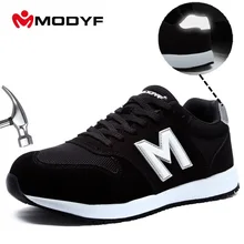 MODYF/Мужская Черная Рабочая защитная обувь со стальным носком для мужчин, Противоударная Строительная обувь